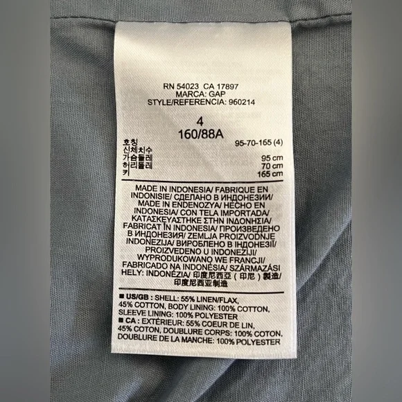 Gap Denim Linen-Cotton Blazer. Size: 4 Color : Denim blue - Picture 10 of 10